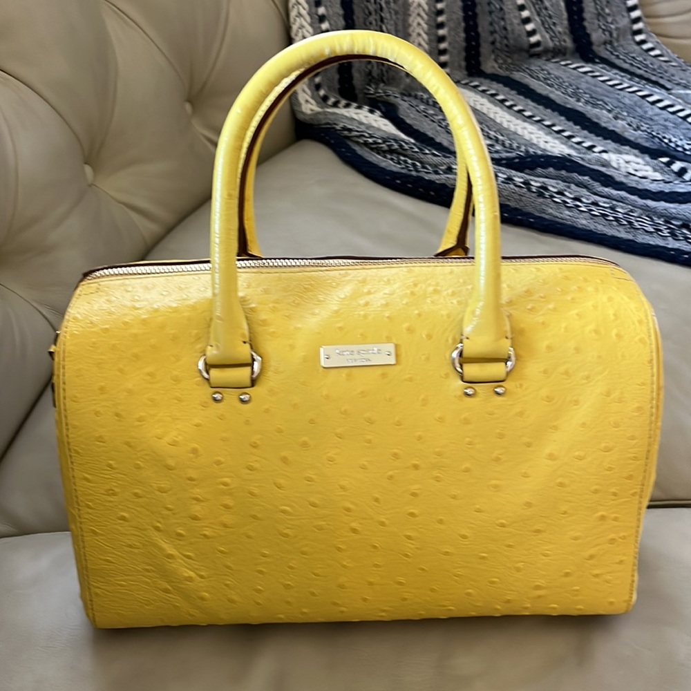 Kate Spade faux ostrich satchel in yellow